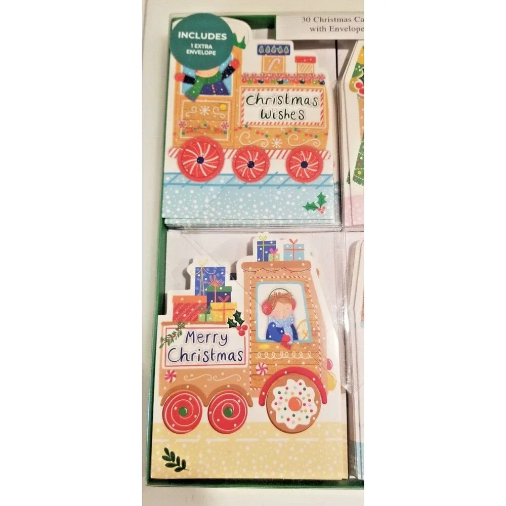 Merry Christmas Cards & Envelopes General Any One Any Age Festive & Fun 30 Count
